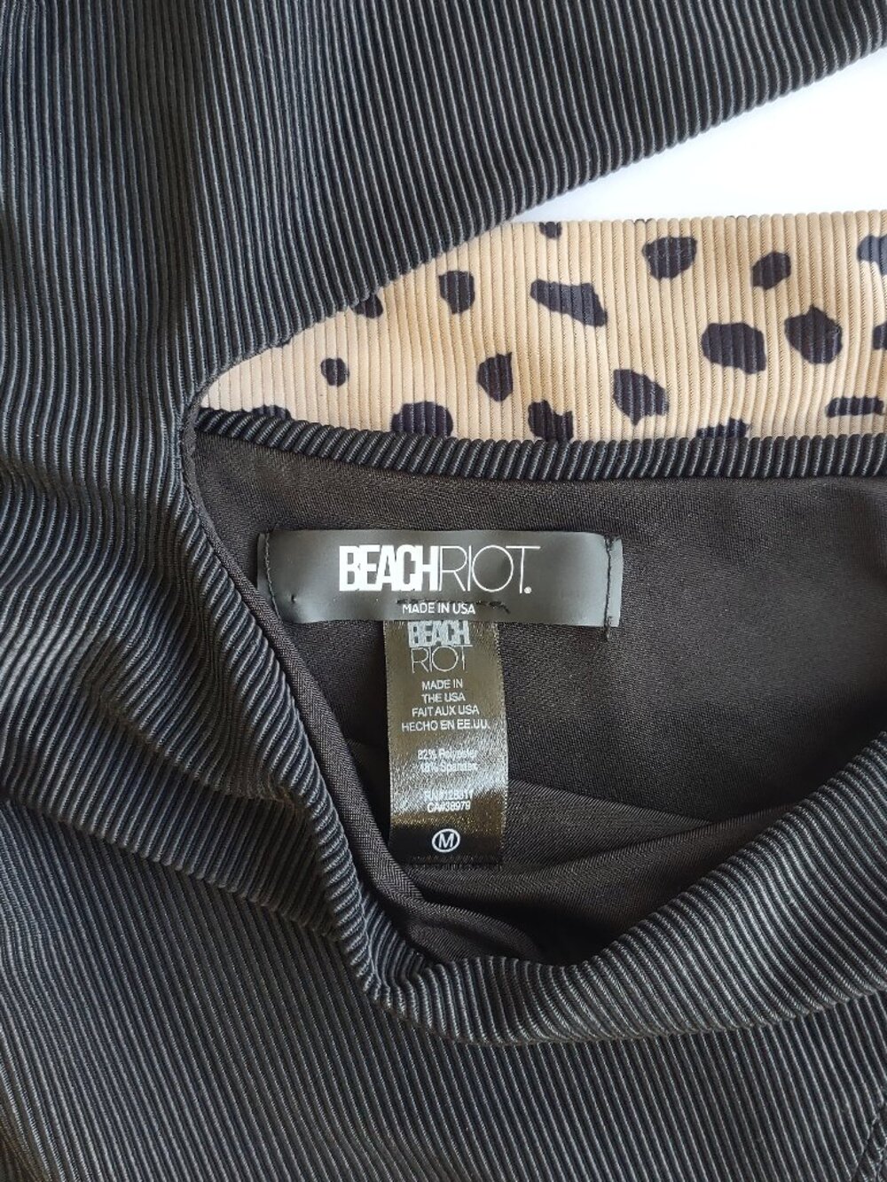 NWOT Beach Riot Carlie One-Piece Swim Suit Sz Medium Black-Taupe Polka-Dot Sash - Picture 5 of 9